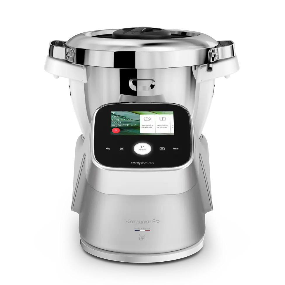 Robot cuiseur, 18 fonctions, Connecté, Pesage intégré, Recettes sur l’Ecran, XL jusqu'à 10 personnes, Argent, Fabriqué en France